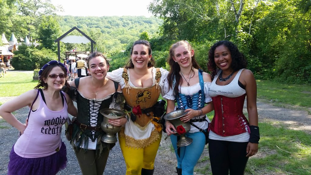 Marianne of Murasaki Art, Persephone, Cyrene, and Thalassa of the Vixens En Garde, and Me! in that awesome corset